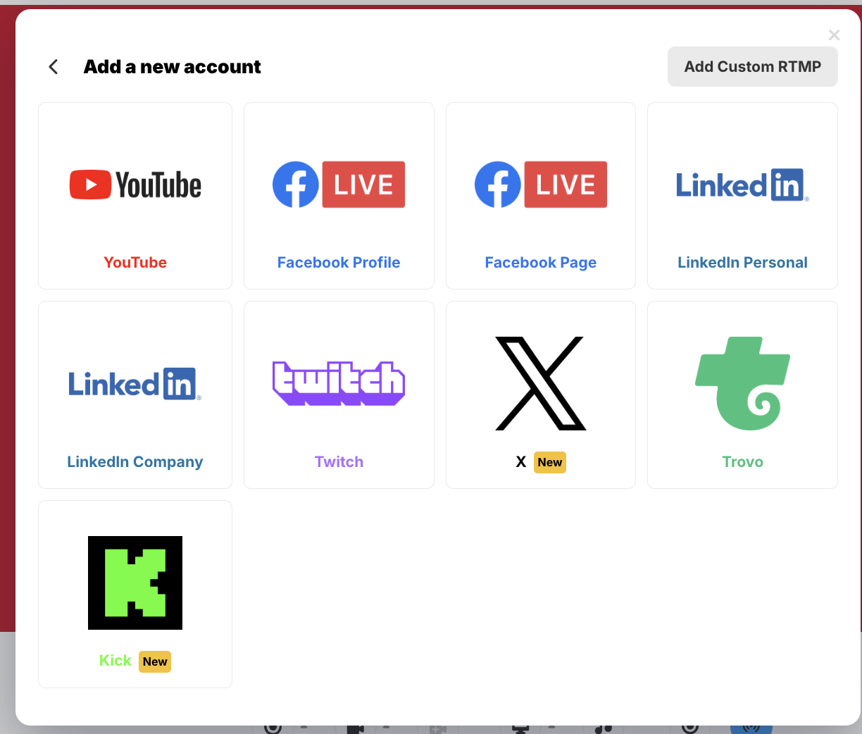 talk studio connect account screen
